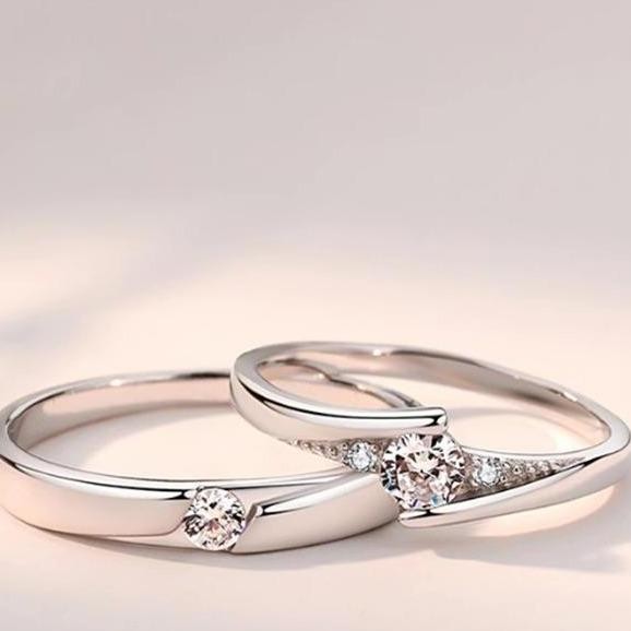 COD Pasangan Cincin Berlian Moissan Pasangan Cincin Pernikahan Pasangan Cincin Pernikahan Pria dan W
