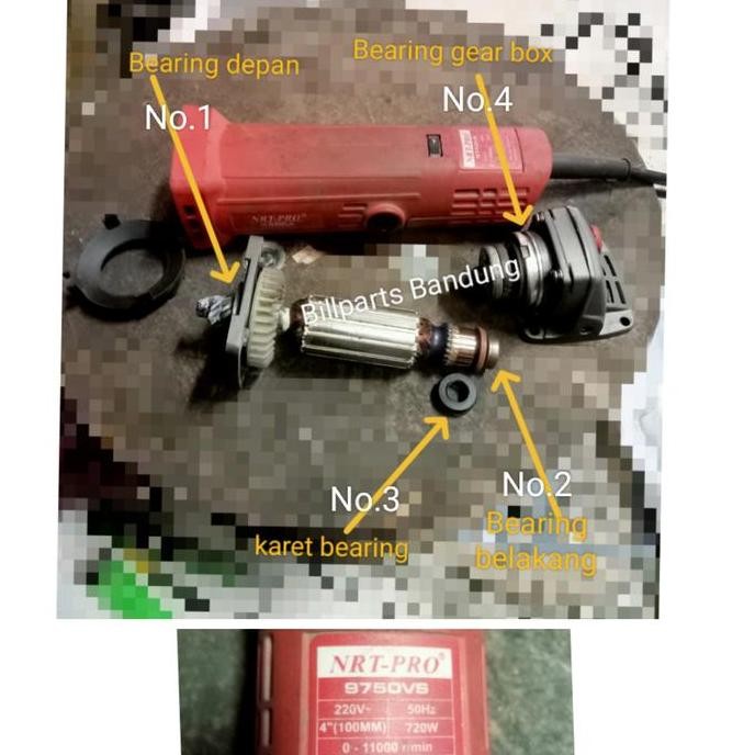 ~@~@~@~@] karet bearing NRT 9750VS gerinda tangan pro 9750 VS gear box carbon brush spul slepan kul 