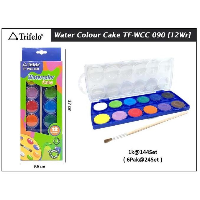 

{{{{{{] water color cake trifello kode wcc 090 12 warna plus kuas 1 buah