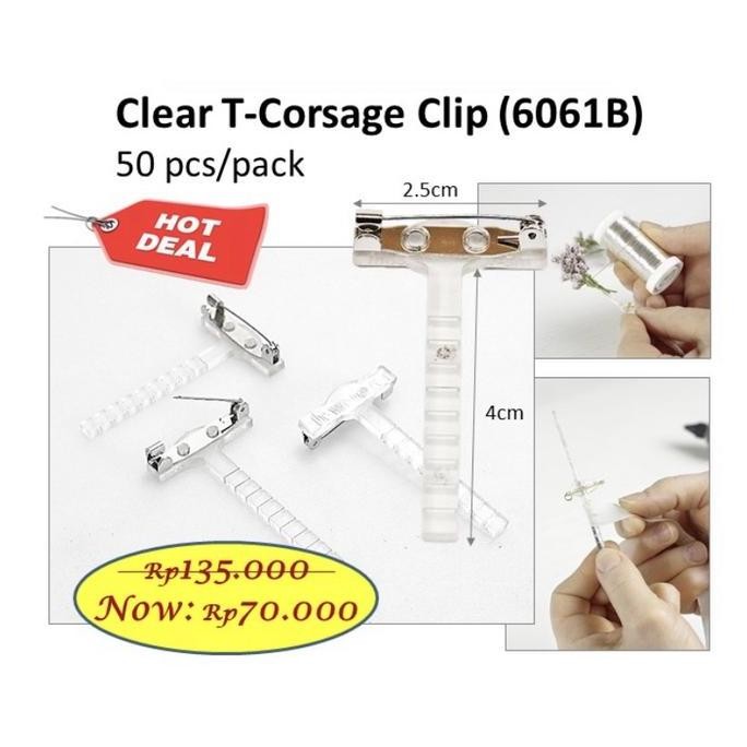 

Clear T-Corsage Clip Koraase Bening 6061B Wedding Pernikahan Florist