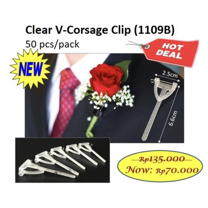 

Clear V-Corsage Clip 1109B Korsase Bening Aesthetic Florist Wedding