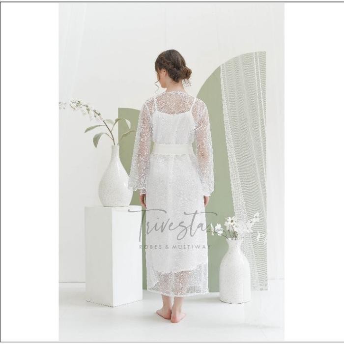 Trivesta Robes - Maylea Robe - Signature Collection Kimono Pengantin Bride Robe Full Brokat Pendek