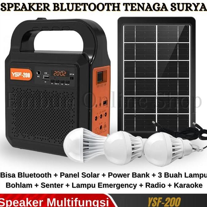 Solar Light Lampu Senter Panel Surya Ysf-200 Dengan 3 Bohlam - Solar Lighting System Lampu Emergency