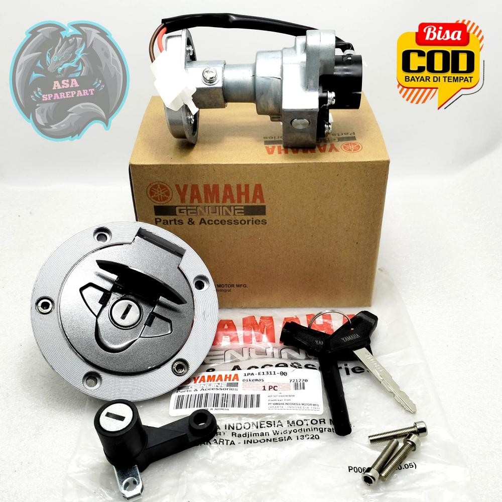 Berkualitas Kunci Kontak Set + Tutup Tangki 1Pa Asli Original Motor Yamaha Untuk Vixion New / Baru ,