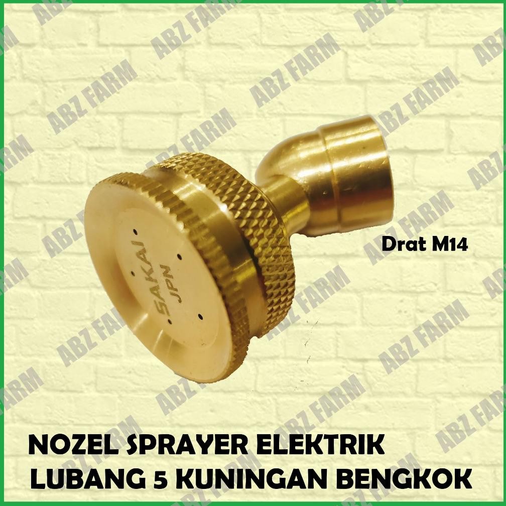 Nozel Spuyer Sprayer Tangki Elektrik Lubang 5 Kuningan Bengkok