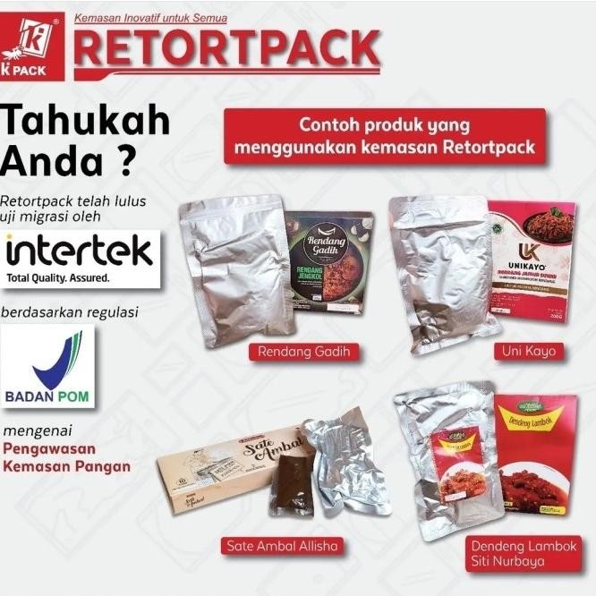 Kpack RETORT BAG PACK 100pcs kantong presto kemasan alu retot rebus