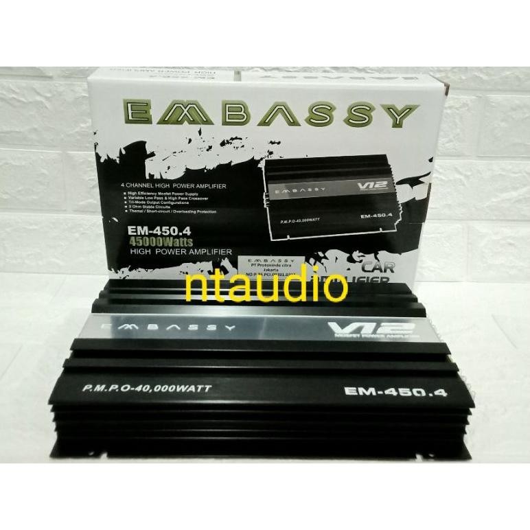 Terlaris Power Mobil Embassy Em-450 Mosfet Tenaga Badak 4 Chanel Embassy 450 Amplifier 40000Watt