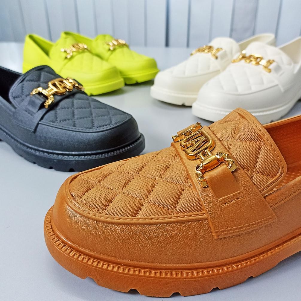 ZAI-2530 gj-46 Sepatu Sandal Wanita Jelly Karet Loafers Casual Fashion Korean Style Slip On Kekinian