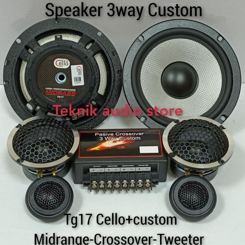 Terlaris Speaker 3Way Tg17 Cello+Custom Midrange -Soft Dome Tweeter-Crossover 3Way