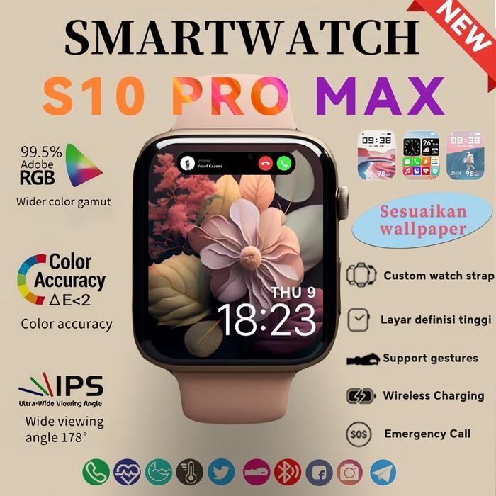 Wl Official Smartwatch S10 Pro Max Super Amoled 2.1" Hd Wanita Tahan Air Jam Pintar Bluetooth Olahra