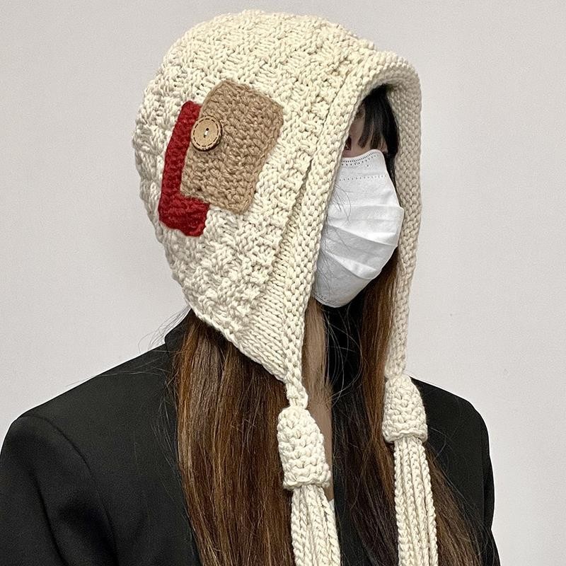 [Saror]Topi Wol Rajut Tangan Wanita Topi Rajut Baru