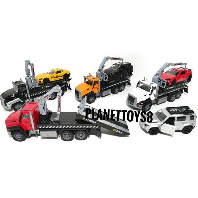 Diecast Truk Derek Trailer Miniatur Mobil Truk Mainan Anak Laki Termurah