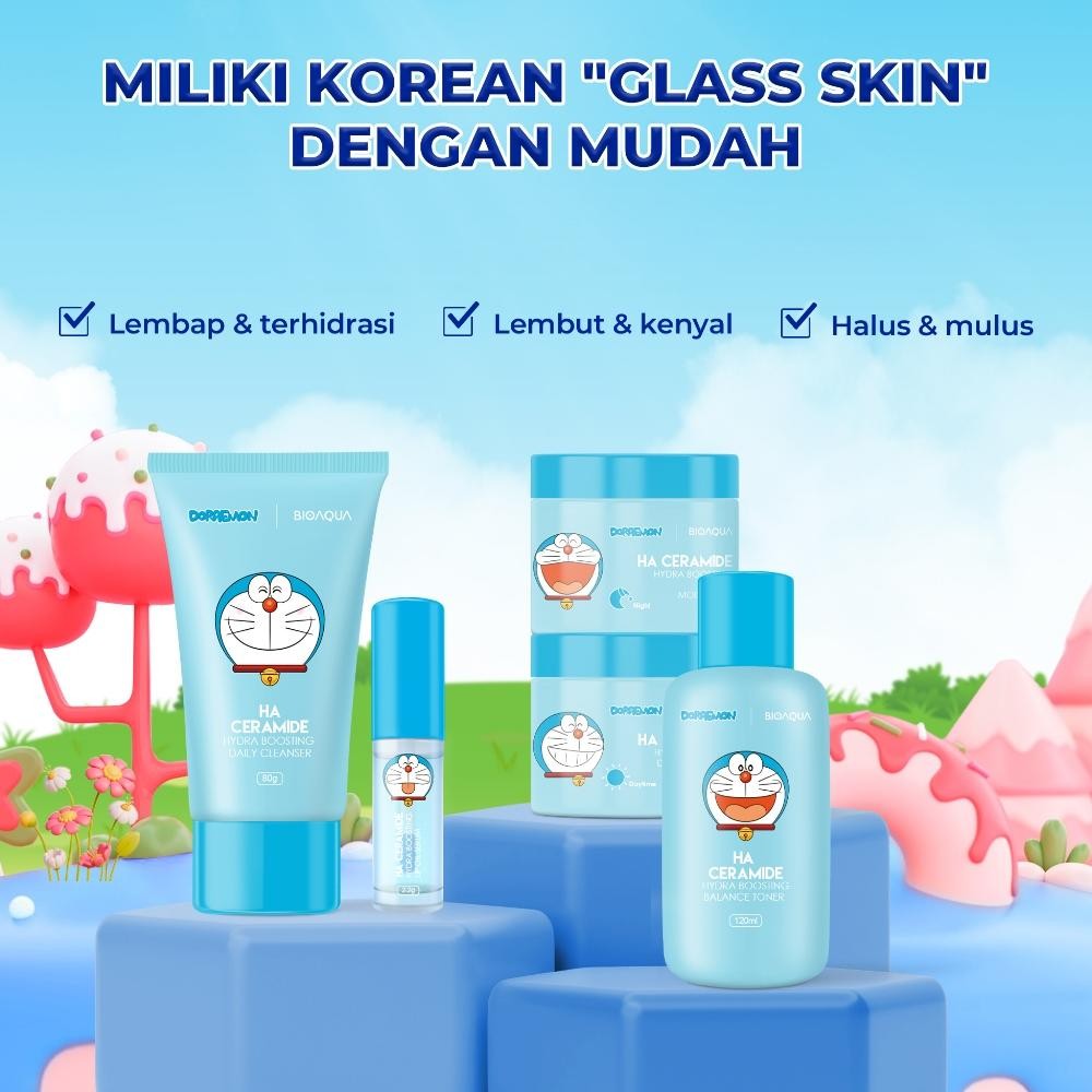 New - BIOAQUA 4pcs Skincare Paket Niacinamide Brightening | BIOAQUA X DORAEMON SET PAKET SKINCARE AN
