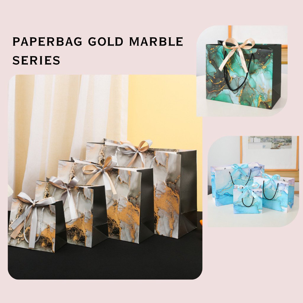 

Paper Bag Motif Marble Abu Hijau Biru Emas Kantong Kado Bingkisan Hadiah Goodie Bag Paperbag