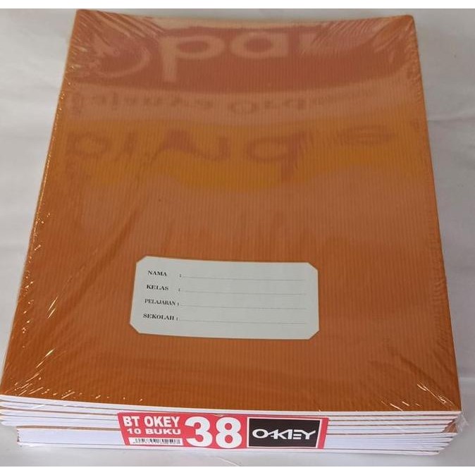 

Buku Tulis Coklat Merk Okey 38Lbr ( 1 Pack 10 Bh )