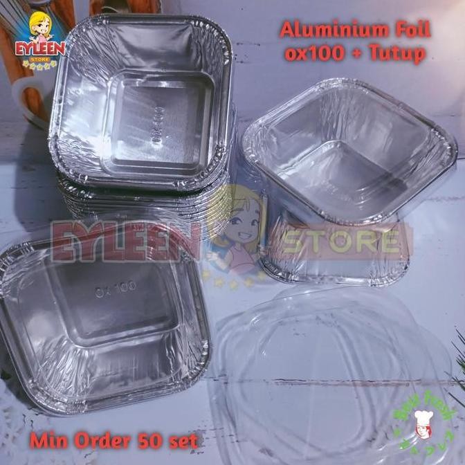 Aluminium Foil Cup Ox-100 + Tutup | Aluminium Foil Tray Ox100