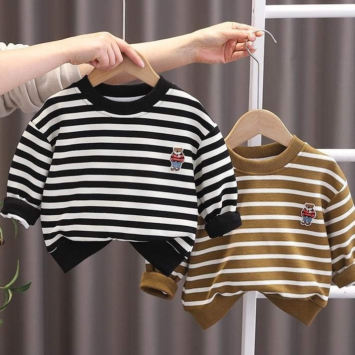 Sweater Anak Laki Laki Sweater Anak Balita Sweater Motif Gambar Bear Jaket Orange Hitam Cowok Cewek 