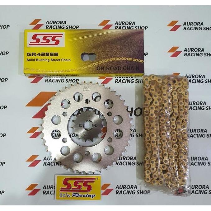 Gear Set Sss Byson & Rantai Sss 428 Sb 130L Gold Original