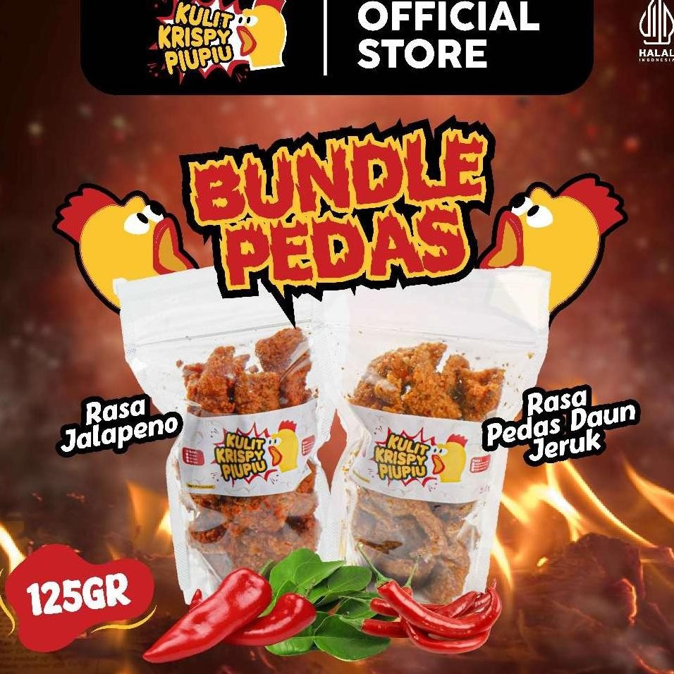 

Hemat Cemilan Kulit Ayam Crispy Piupiu Food Varian Pedas Daun Jeruk Jalapeno 125Gr