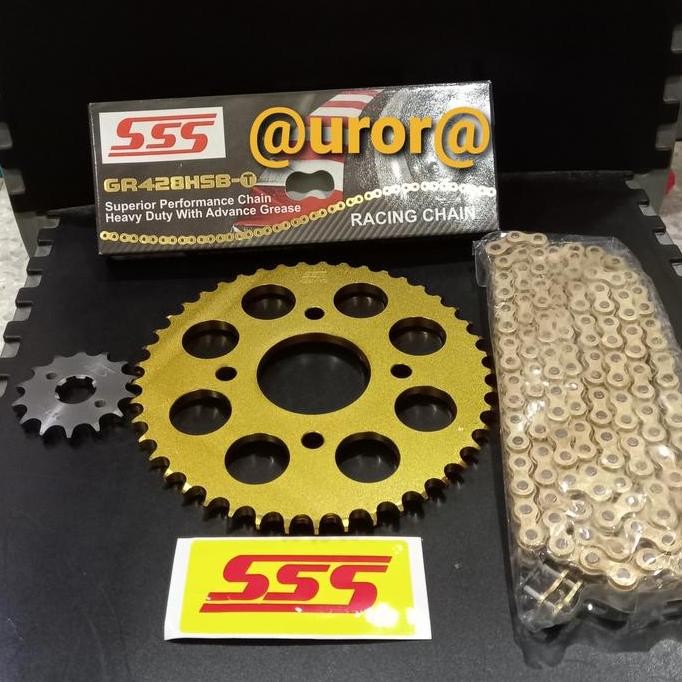 Aurora Gear Set Sss Gold Honda Tiger & Rantai Sss 428 Hsbt Gold