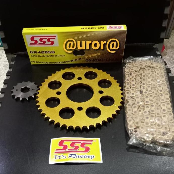 Aurora Gear Set Sss Gold Tiger & Rantai Sss 428 Sb Gold