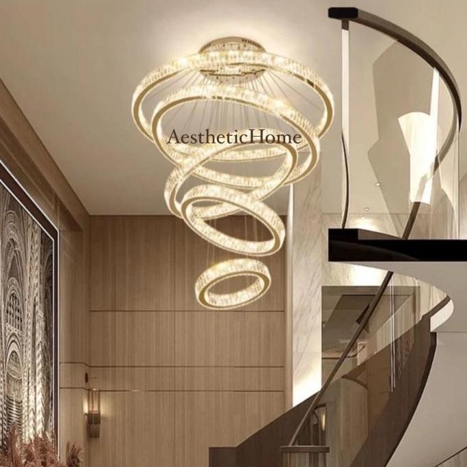 Sale Lampu Gantung Void Kristal Ring Led / Luxury Crystal Chandelier Void