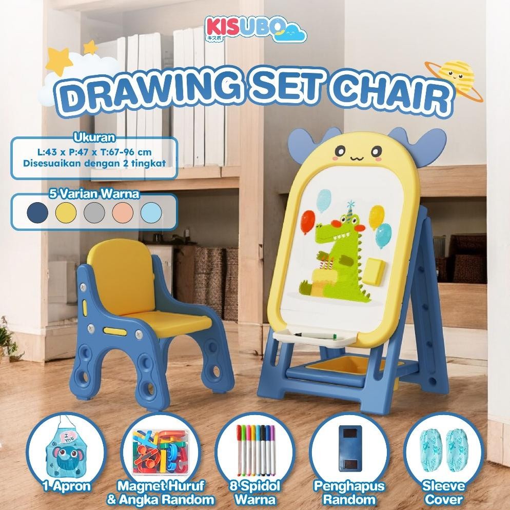 

KISUBO Drawing Chair Table Set Papan Tulis Anak Papan Magnet Menggambar Mewarnai