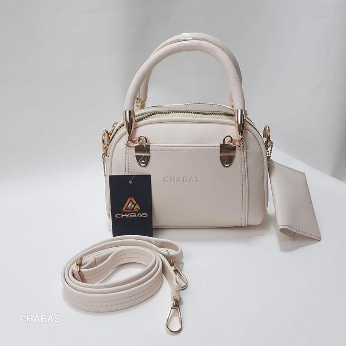 Asli Tas CHABAS Alma 2in1 Set Dompet Kulit Tali Adjustable - Slingbag Cewek Import Fashion