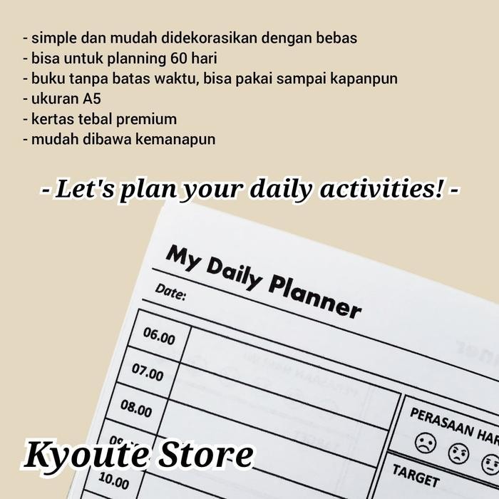 

SWG Buku My Daily Planner Kyoute A5 Perencanaan Harian Agenda Schedule