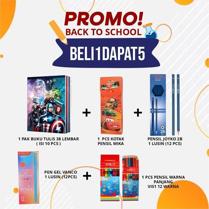 

SWG PROMO BELI 1 DAPAT 5 PAKET ALAT TULIS/BACK TO SCHOOL. Perlengkapan anak sekolah SD, SMP Pensil Bolpen Buku