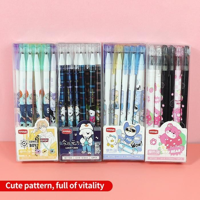 

SWG Pulpen Gel Dapat Dihapus 0.5mm 12 PCS, Desain Lucu, Cepat Kering, Tinta Halus, Cocok untuk Pelajar