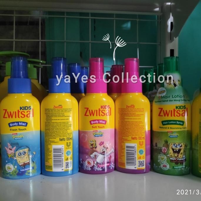 Hair Lotion Spray Zwitsal Kids 100Ml Natural Soft Biru Pink Hijau Anak