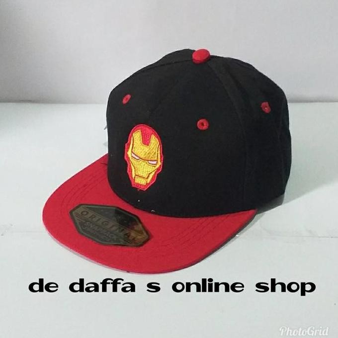 Topi Anak Snapback Bordir Superhero Iron Man / Topi Hip Hop Anak