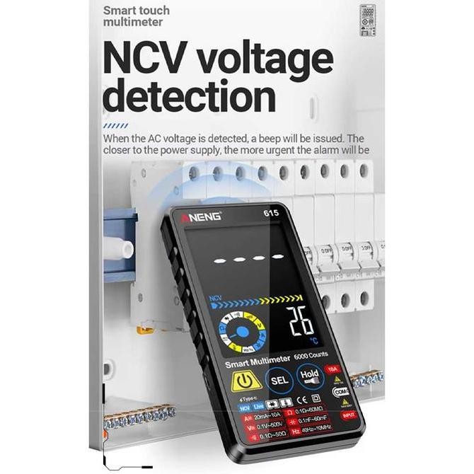 Aneng Digital Multimeter Touchscreen Ncv Lighting 6000 Count 700Mah - 615
