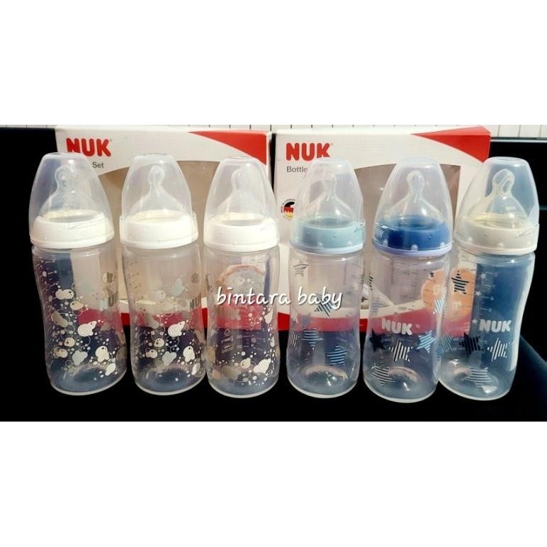 NUK Germany Botol Susu Wideneck dengan Dot Gepeng 0 - 6 bulan / Botol Susu Bayi NUK