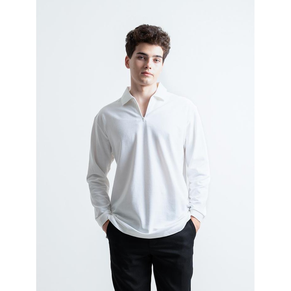 Hsrm - Pozi Polo Zipper Long Sleeve | Kaos Polo Pria Lengan Panjang