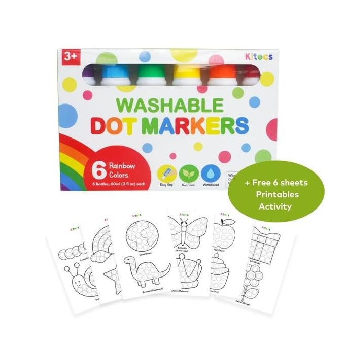 

Kitecs Washable Dot Markers 6 Rainbow Color Spidol Besar Anak Bayi