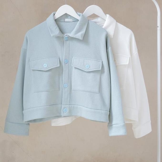 Jaket Saku Wanita Olin Button Outer Kancing Crop Top Premium Jumbo XL