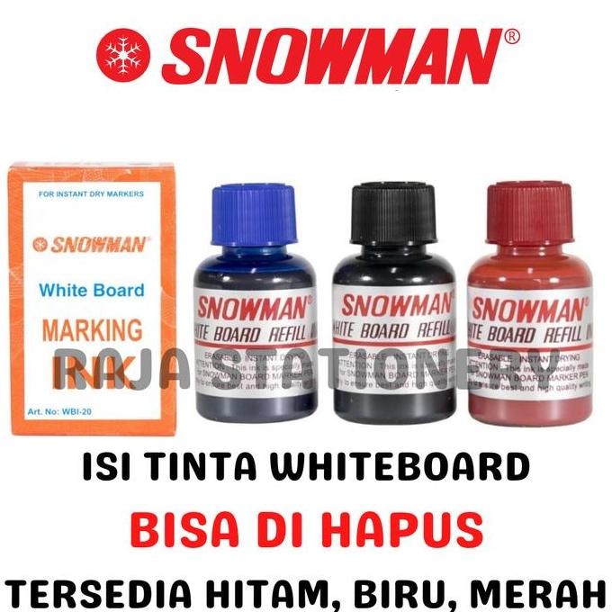 

Snowman Refill Whiteboard Marker Black Blue Red Isi Tinta Spidol Snowman Hitam Biru Merah Wbi-20 Lusin Box [12Pcs]