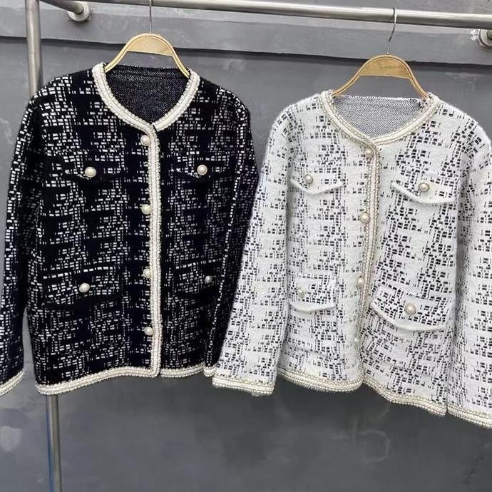 Cardigan Rajut Motif Abstrak M3223 Blazer Wanita - Knitwear Outer Tebal Casual Atasan