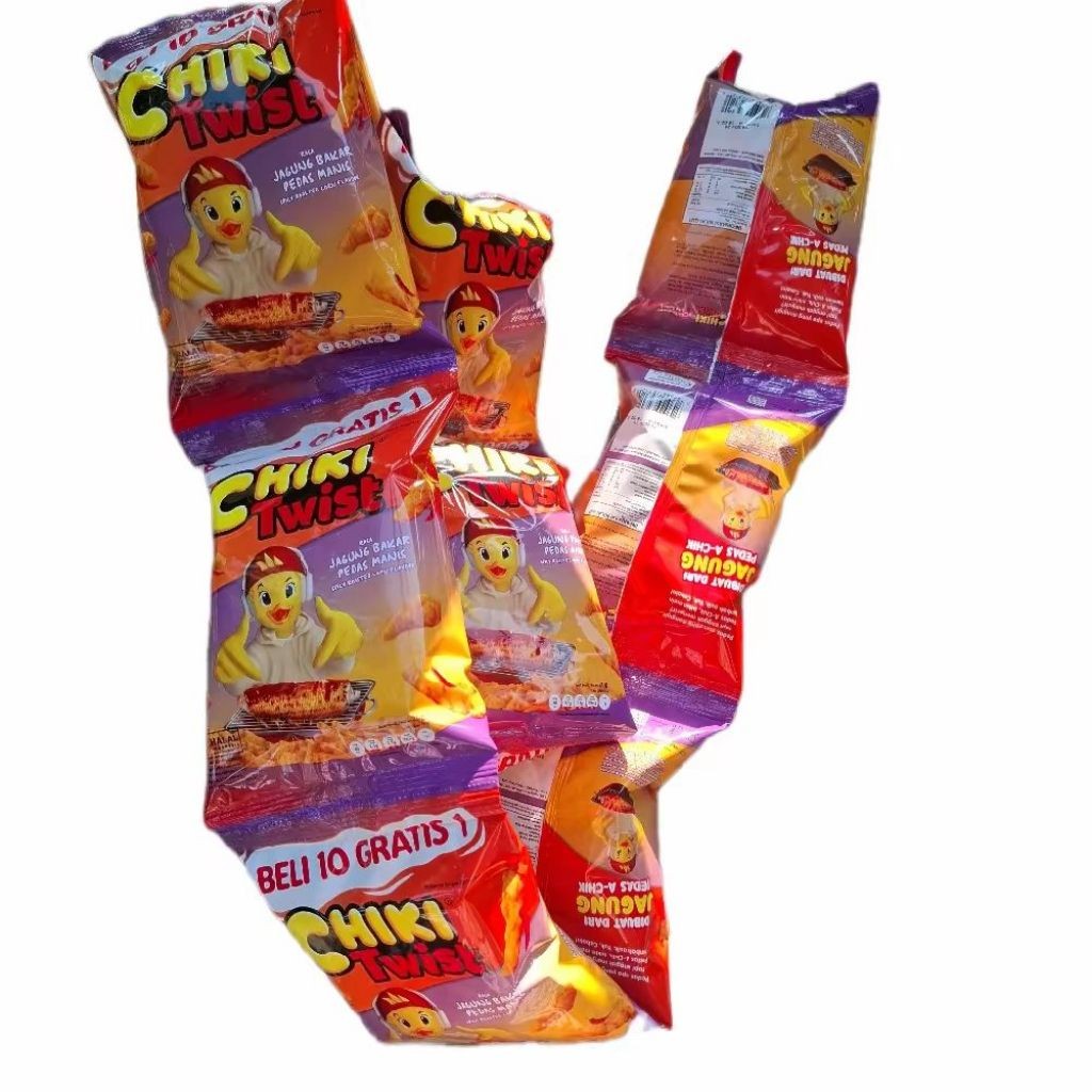 

CHIKI TWIST JAGUNG BAKAR PEDAS MANIS NETTO 10 PCS X 20 GR murceee
