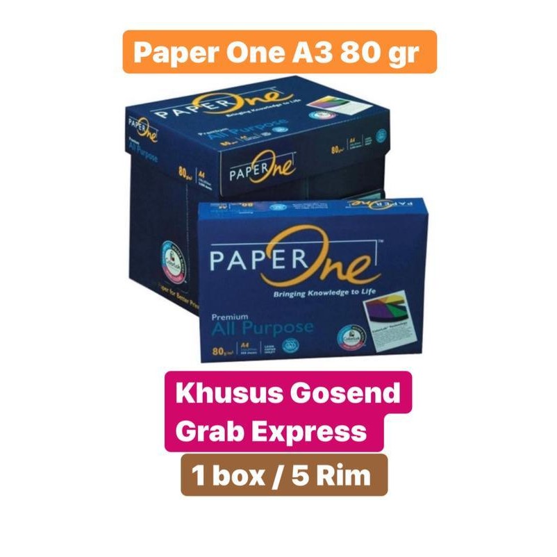 

Sp Paper One A3 80 Gram / 1 Box / 5 Rim / Kertas Hvs / Khusus Gosend Grab Express