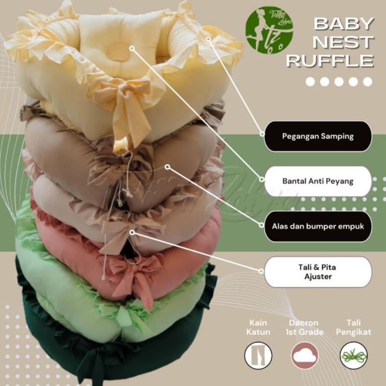 Terlaris Hot Promo Ready Stock Baby Nest Ruffle Polos Premium Kasur Bayi Kado Lahiran Murah Terbaik