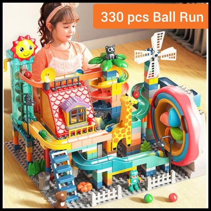 feelo Electric Ball Run Building Blocks mainan balik susun anak feelo slide