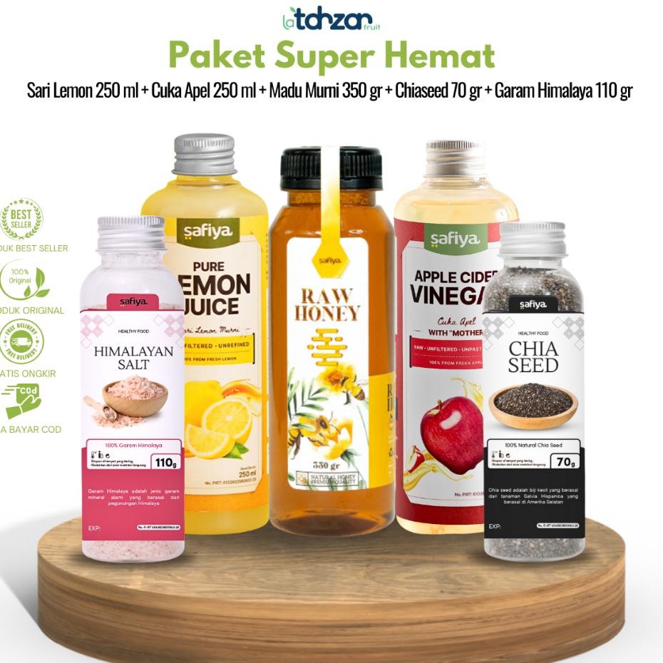 

Paket 5In1 Cuka Apel 250Ml Sari Lemon 250Ml Chiaseed 70Gr Himalaya 110Gr Madu Murni 350 Gr