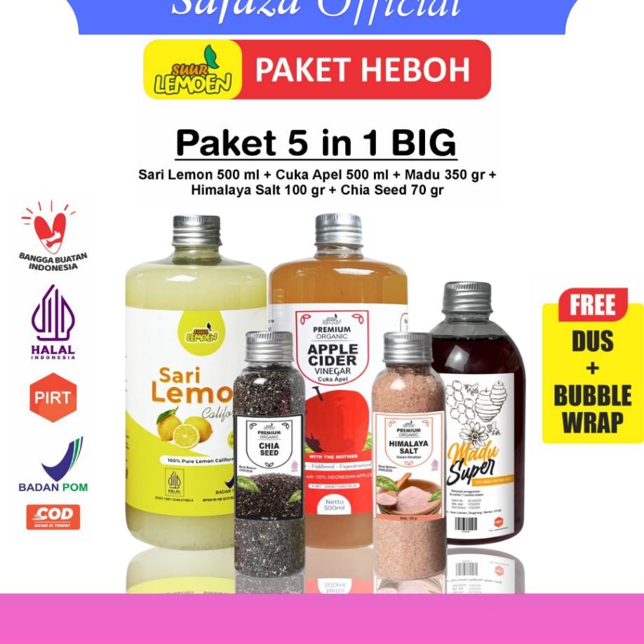 

Paket Detox 5In1 Paket Hemat Cuka Apel Sari Lemon Chia Seed Madu Hutan Garam Himalaya