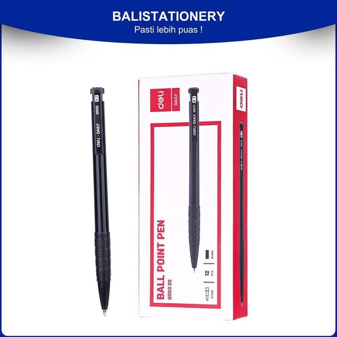 

$+$+$+$+] Deli Bolpoin, Pulpen - 0.7mm Hitam/Black 12 PCS / BOX EQ00320