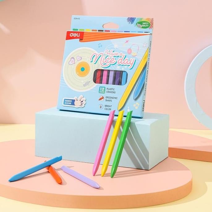 

<<<<<] Deli Plastic Crayon / Magic Crayon / Krayon Plastik 12 / 24 Warna