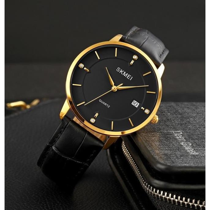 Jam Tangan Pria Wanita Analog Model Classic Tali Pu Leather Skmei 1801