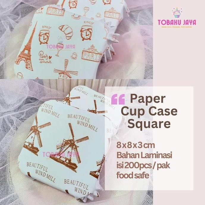 Produk Unggulan] PAPER CUP CASE KOTAK PERSEGI SQUARE / PET CC SQUARE MEDIUM LAMINASI /PAPER CUP CASE